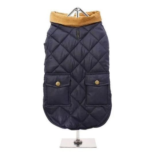 Navy Blue Quilted Town and Country Dog Coat - Urban Pup - 1