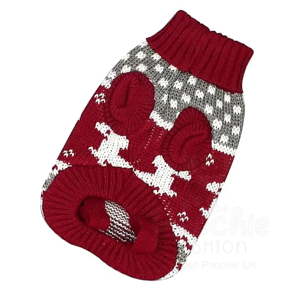 Nordic Reindeer Dog Jumper in Red - Posh Pawz - 4