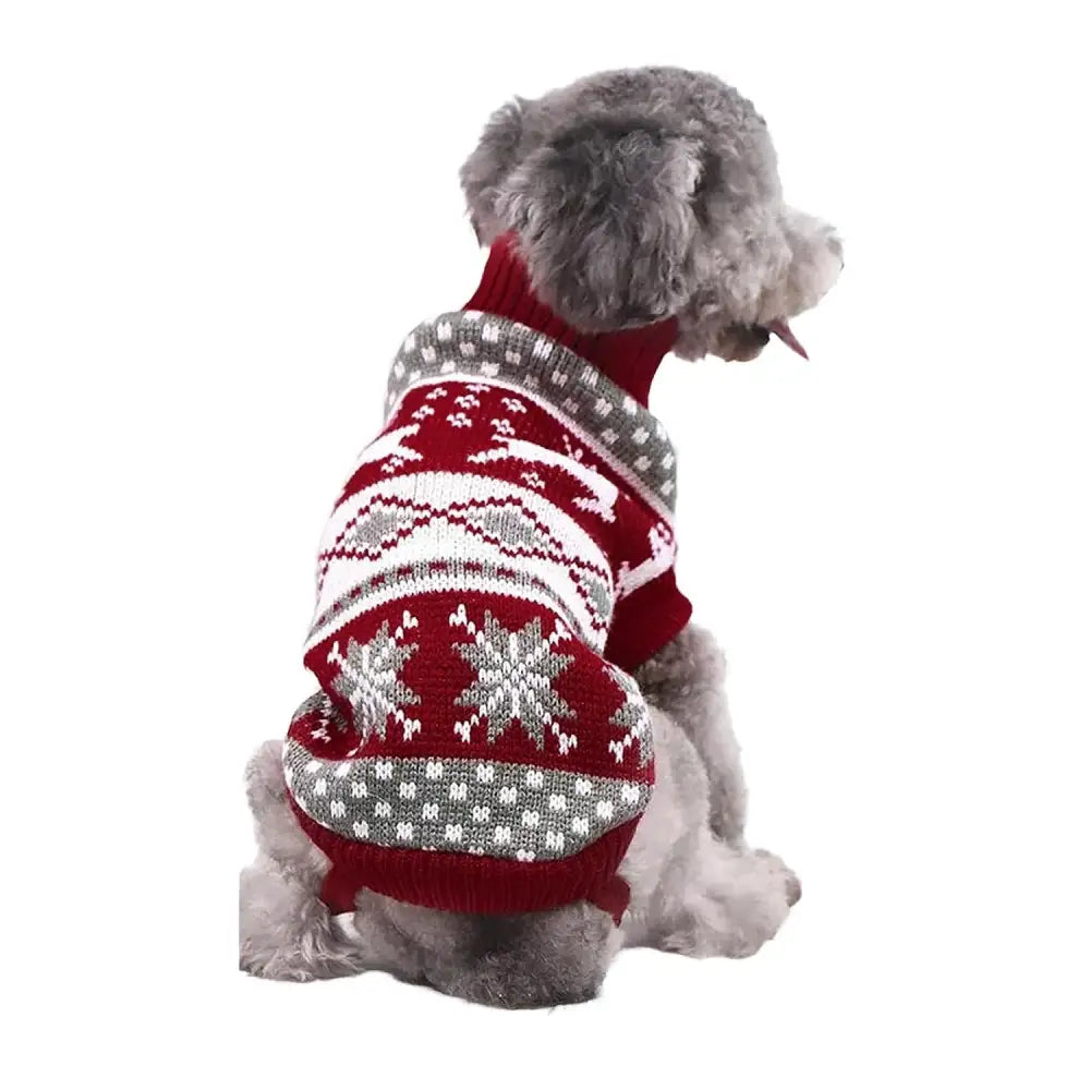 Nordic Reindeer Dog Jumper in Red - Posh Pawz - 1