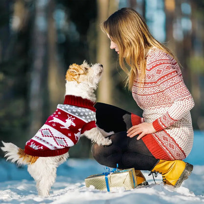 Nordic Reindeer Dog Jumper in Red - Posh Pawz - 5