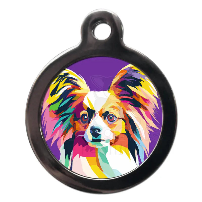 Papillon Pop Art Dog Id Tag - Ps Pet Tags - 1