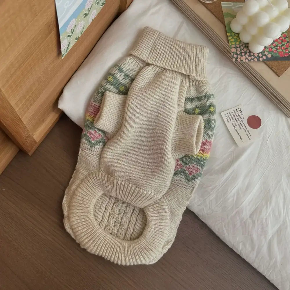 Pastel Fair Isle Cable Knit Dog Jumper - Posh Pawz - 3