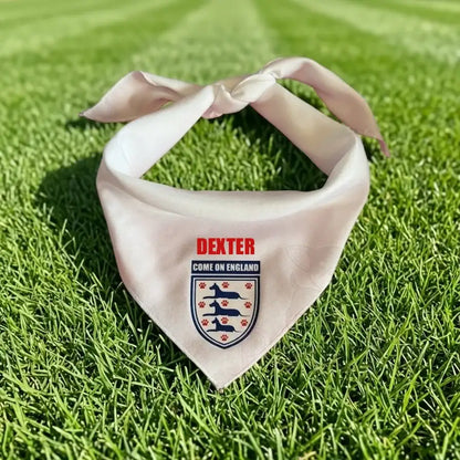 Personalised Come on England Dog Bandana White - Poochie Fashion - 2