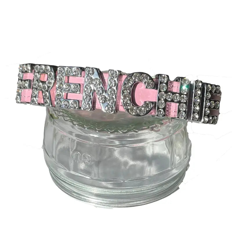 Personalised Leather Diamante Dog Collar In Baby Pink - Urban - 2