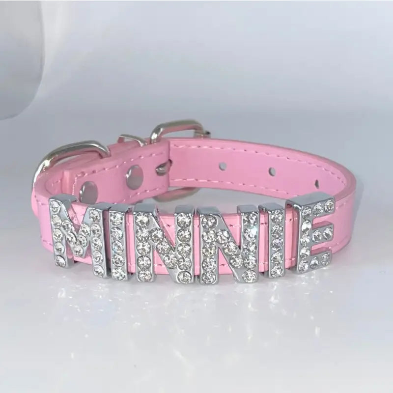 Personalised Leather Diamante Dog Collar In Baby Pink - Urban - 2