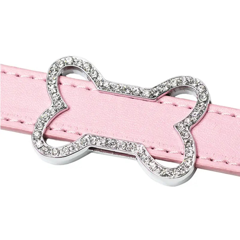 Personalised Leather Diamante Dog Collar In Baby Pink - Urban - 9
