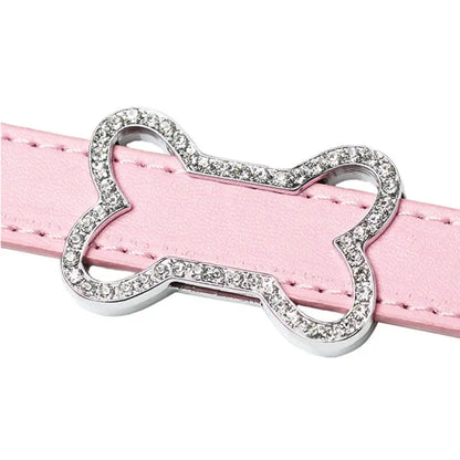 Personalised Leather Diamante Dog Collar In Baby Pink - Urban - 9