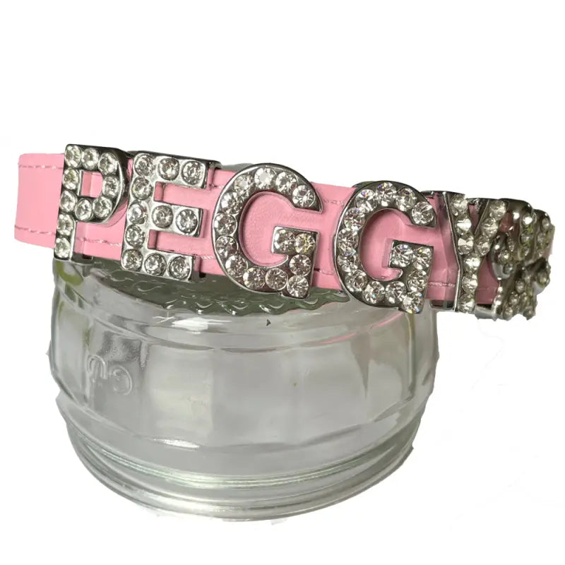 Personalised Leather Diamante Dog Collar In Baby Pink - Urban - 3