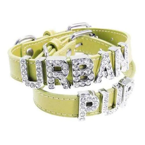 Personalised Leather Diamante Dog Collar In Primrose - Urban - 1