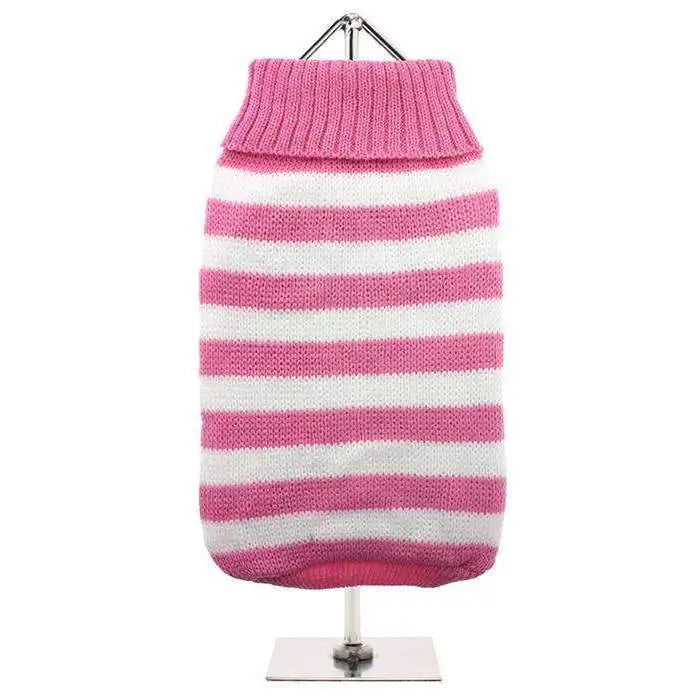 Pink and White Candy Stripe Dog Jumper - Posh Pawz - 1