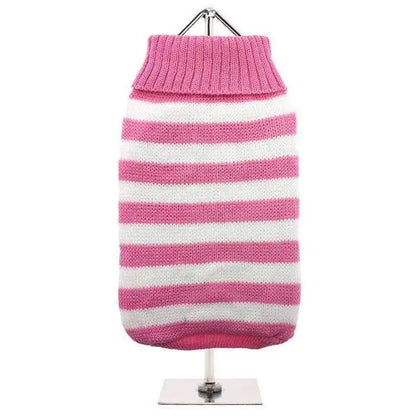 Pink and White Candy Stripe Dog Jumper - Posh Pawz - 1
