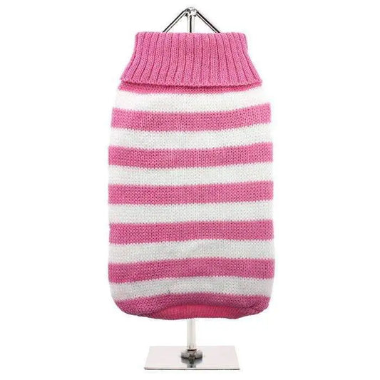Pink and White Candy Stripe Dog Jumper - Posh Pawz - 1