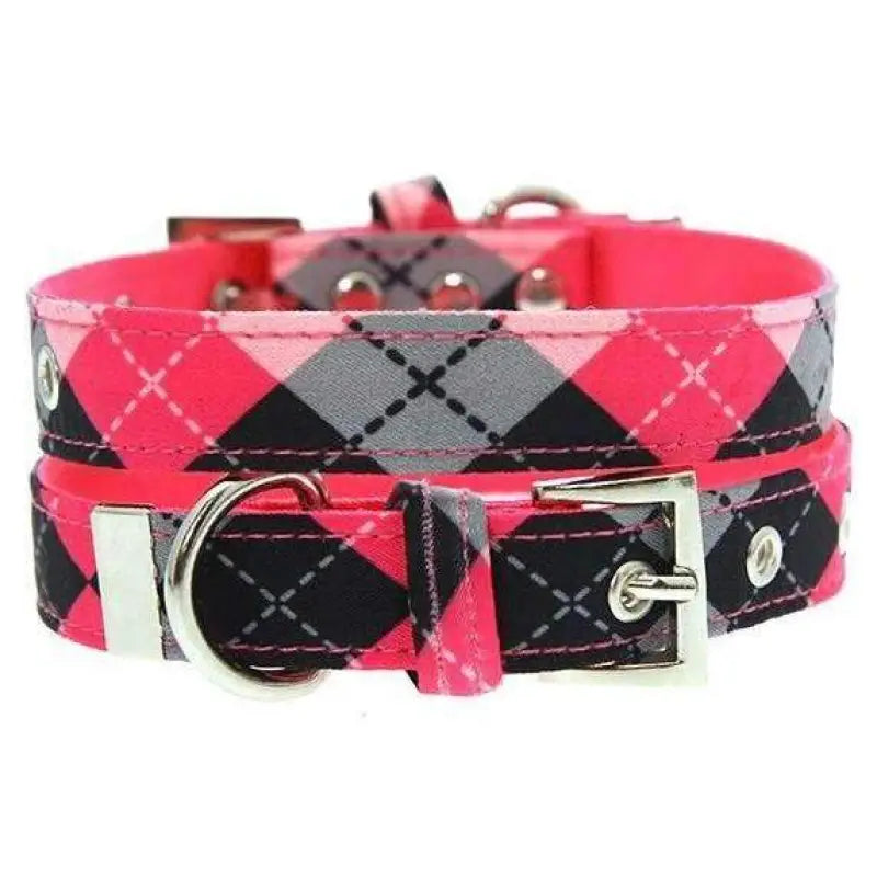 Pink Argyle Fabric Dog Collar - Urban Pup - 1