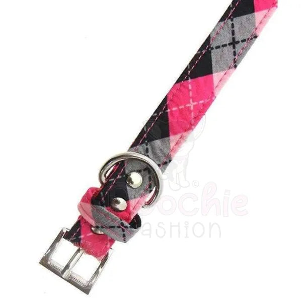 Pink Argyle Fabric Dog Collar - Urban Pup - 4