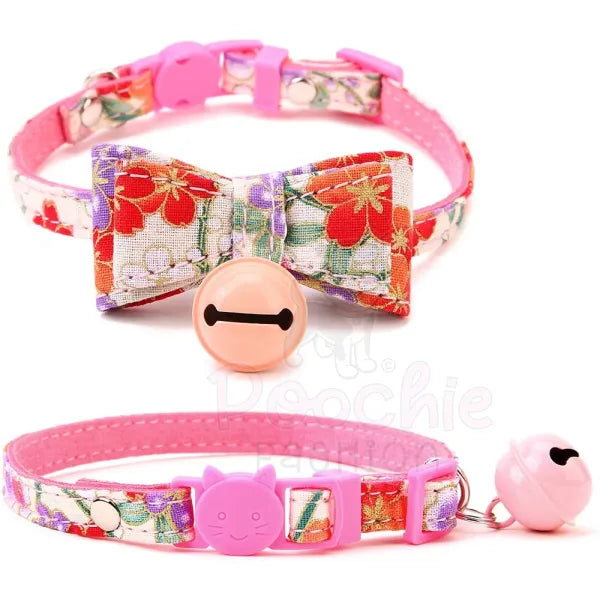 Pink Blossom Luxury Floral Bow Cat Collar - Posh Catz - 4