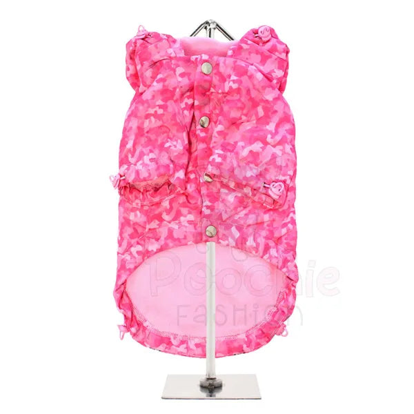 Pink Camouflage Fleece Lined Rainstorm Dog Raincoat - Urban - 3