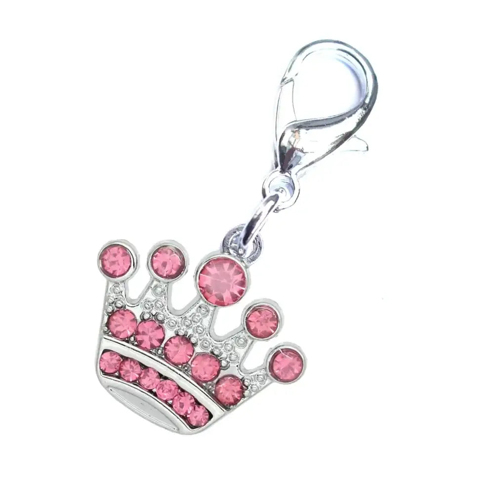 Pink Crystal Crown Dog Collar Charm - Posh Pawz - 1