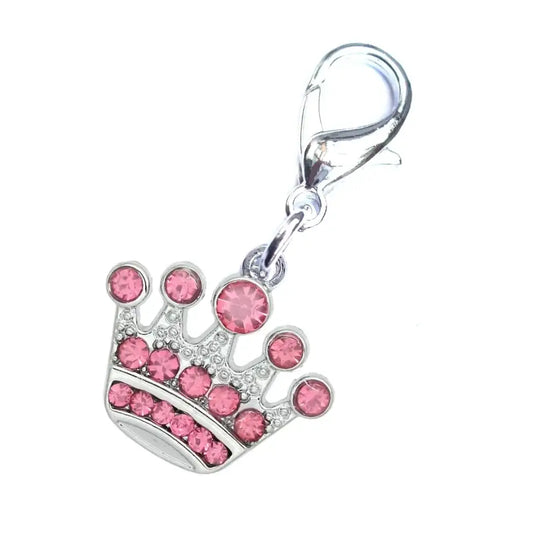 Pink Crystal Crown Dog Collar Charm - Posh Pawz - 1
