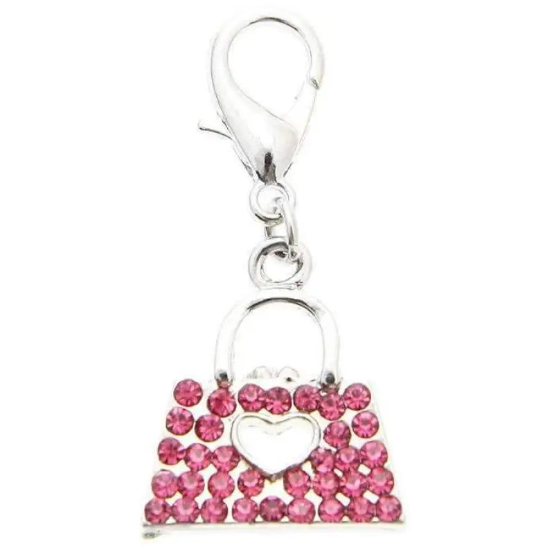 Pink Crystal Handbag Dog Collar Charm - Urban - 1
