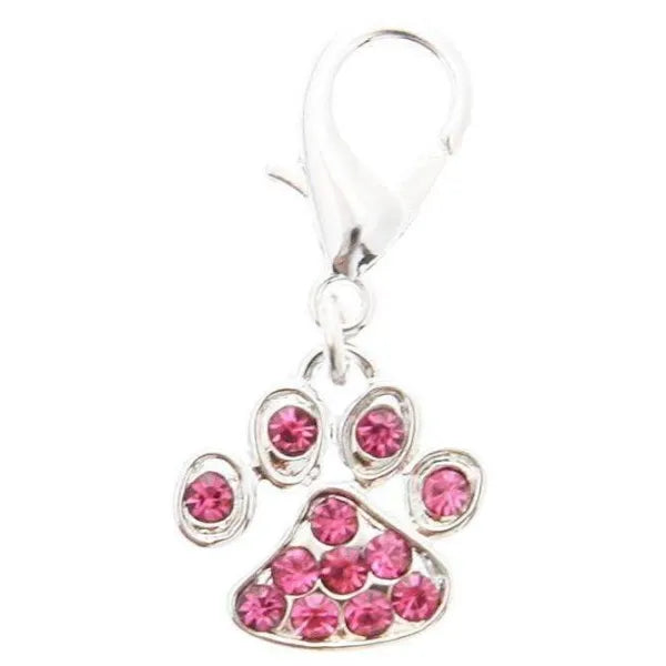 Pink Crystal Little Paw Dog Collar Charm - Posh Pawz - 1