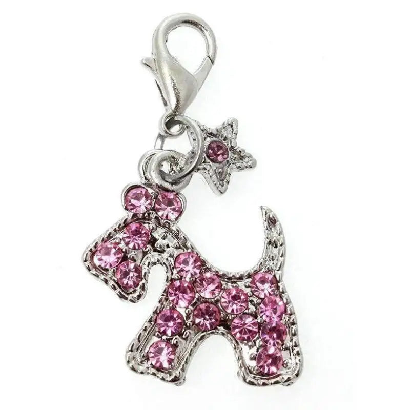 Pink Diamante Scottie Dog Collar Charm - Urban - 1