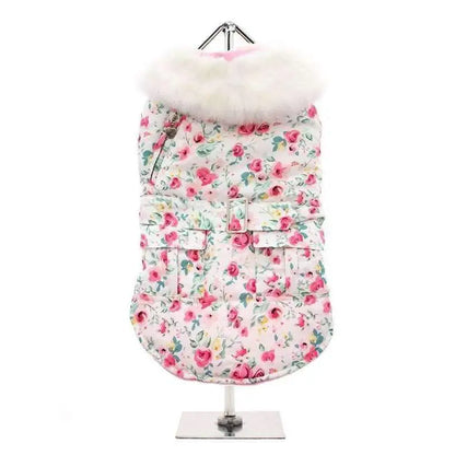 Pink Floral Cascade Designer Dog Coat - Urban - 1