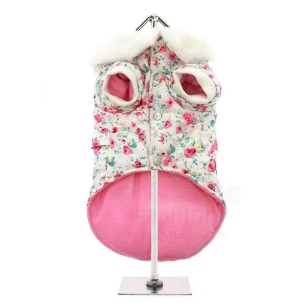 Pink Floral Cascade Designer Dog Coat - Urban - 3