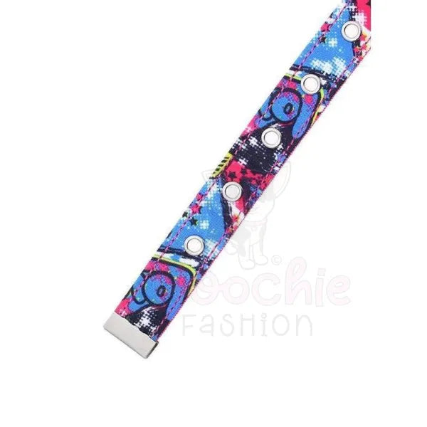 Pink Graffiti Designer Fabric Dog Collar - Urban Pup - 3