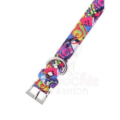 Pink Graffiti Designer Fabric Dog Collar - Urban Pup - 2