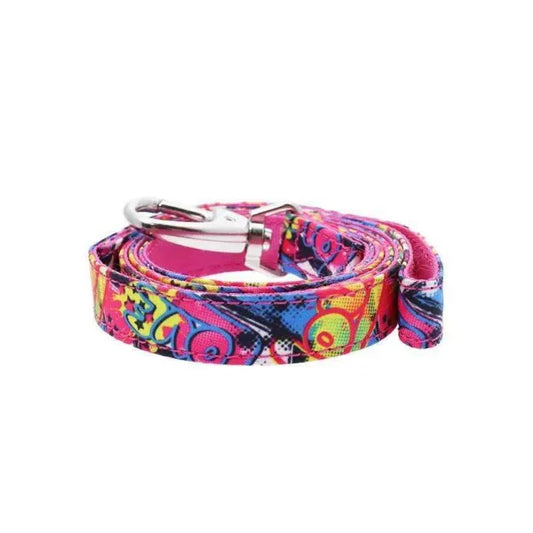 Pink Graffiti Designer Fabric Dog Lead - Urban Pup - 1