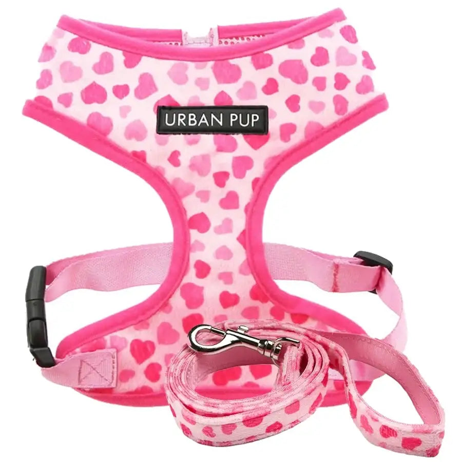 Pink Hearts Dog Harness Xlarge and Lead - Sale - 1