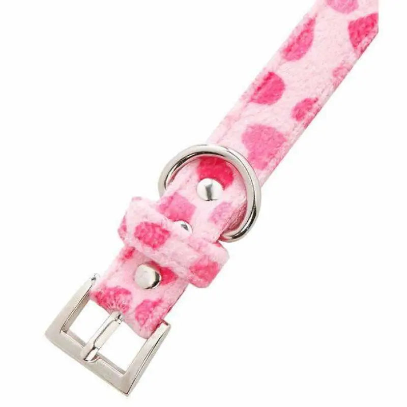Pink Hearts Fabric Dog Collar And Lead Set - Urban - 2
