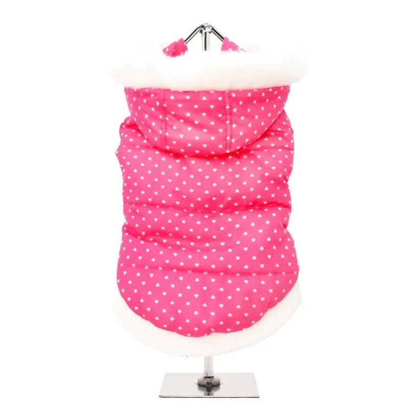 Urban Pup Pink Hearts Thermal Quilted Dog Coat - Sale - 3
