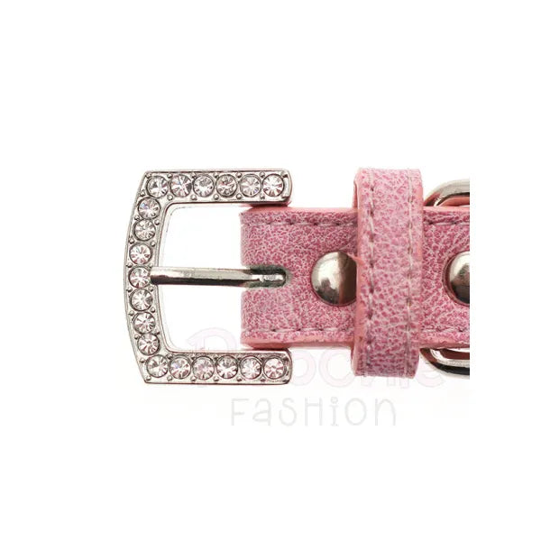 Pink Leather Diamante Bones Dog Collar with Charm - Urban Pup - 6