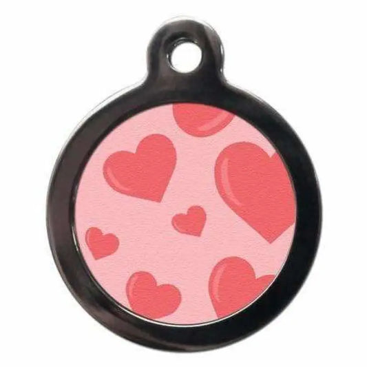 Pink Love Hearts Pet ID Tag - PS Pet Tags - 1
