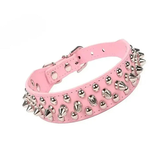 Pink Metro Spike Vegan Leather Dog Collar - Posh Pawz - 1
