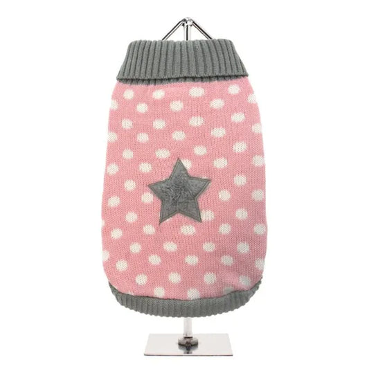 Pink Polka Dot Star Dog Jumper - Urban Pup - 1