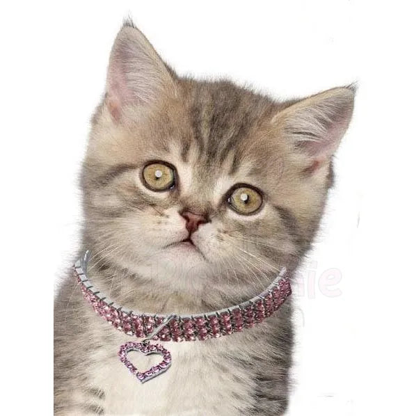 Pink Rhinestone Crystal Pet Necklace with Heart Pendant - Posh Pawz - 3