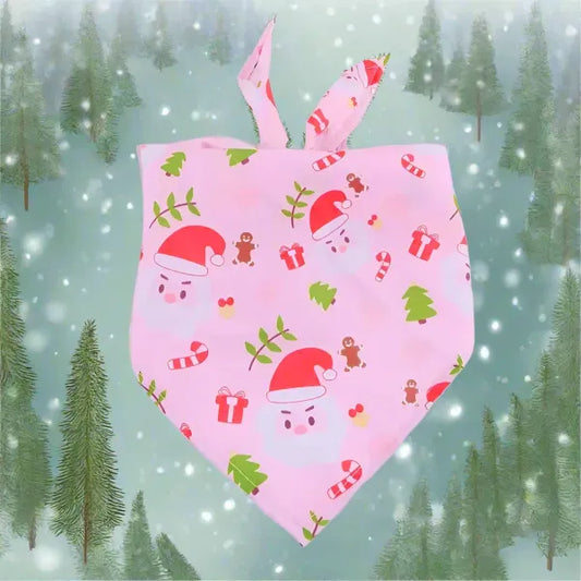 Pink Santa Tie on Dog Bandana - Posh Pawz - 1