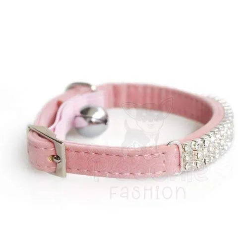 Pink Velvet Luxury Rhinestone Crystal Cat Collar - Posh Catz - 3