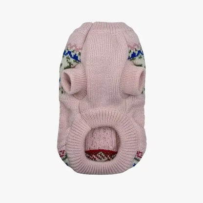 Pink Vintage Rose Chunky Cable Knit Dog Jumper - Posh Pawz - 5
