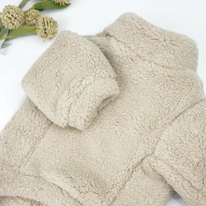 Plush Teddy Fleece Dog Zippy Jacket in Beige - Rich Paw - 9