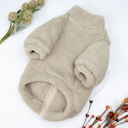 Plush Teddy Fleece Dog Zippy Jacket in Beige - Rich Paw - 7