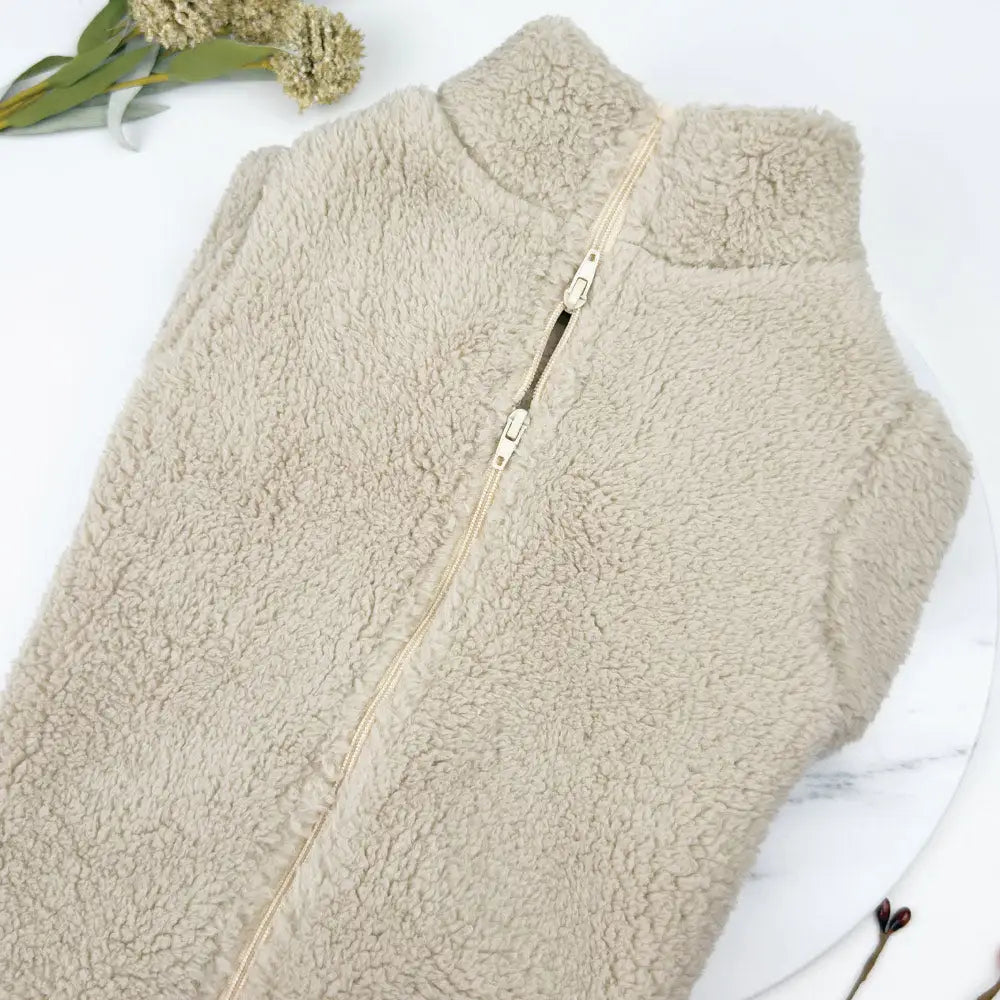 Plush Teddy Fleece Dog Zippy Jacket in Beige - Rich Paw - 4