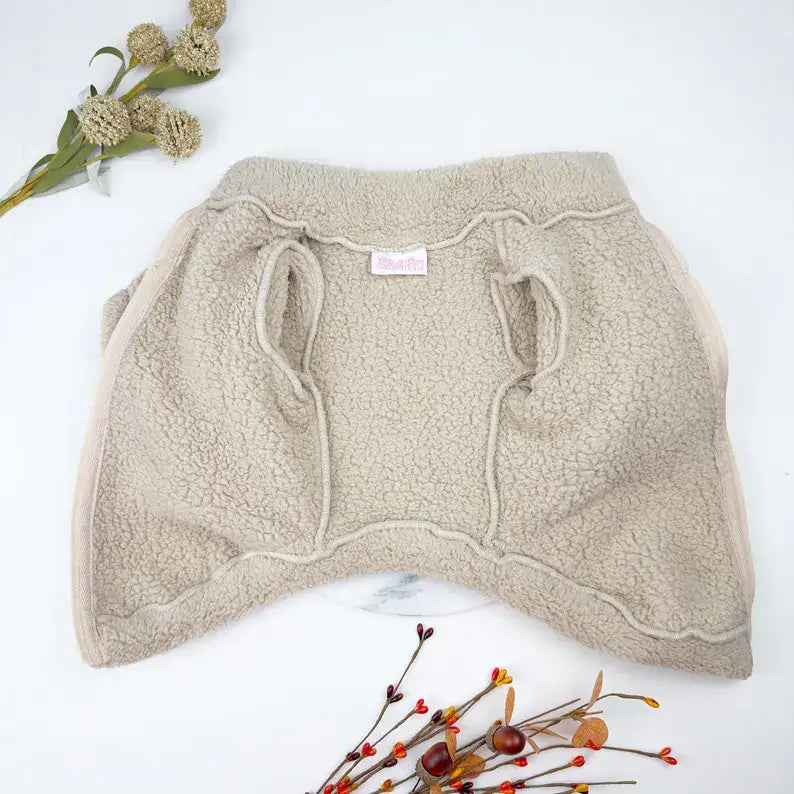 Plush Teddy Fleece Dog Zippy Jacket in Beige - Rich Paw - 5