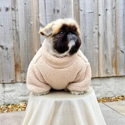 Plush Teddy Fleece Dog Zippy Jacket in Beige - Rich Paw - 3