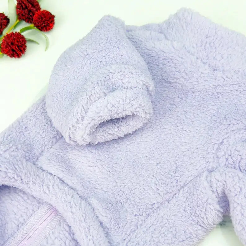 Plush Teddy Fleece Dog Zippy Jacket in Lilac - Rich Paw - 7