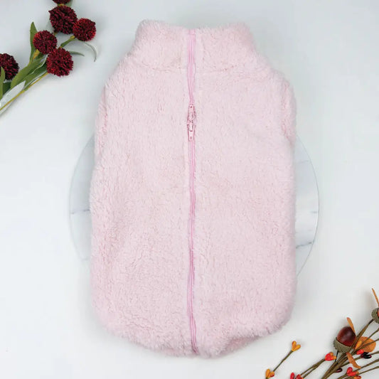 Plush Teddy Fleece Dog Zippy Jacket in Pink - Rich Paw - 1