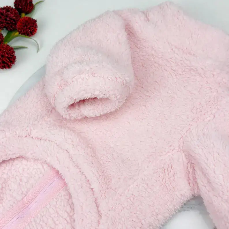 Plush Teddy Fleece Dog Zippy Jacket in Pink - Rich Paw - 8