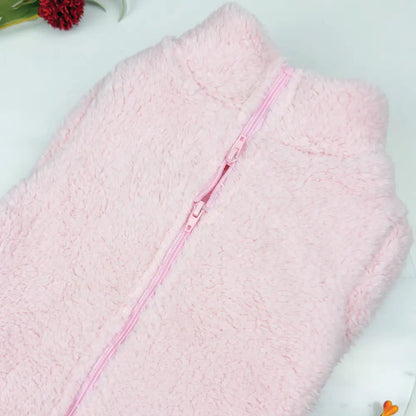 Plush Teddy Fleece Dog Zippy Jacket in Pink - Rich Paw - 4